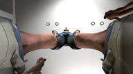 blonde butt penis shrunken_men unaware looking_up naked_men hands_on_hips digital_render hair_bun capris running_shoes anestusan