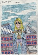 drawing giantess city blonde destruction skyscraper