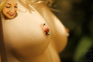 breasts nipples collage micro smiling shrunken_woman looking_down on_nipple nipple_piercing looking_at_tiny tymur_inside