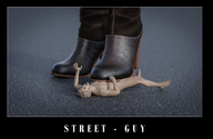 blonde barefoot foot_crush shrunken_man naked_man boot screaming digital_render
