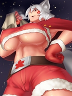 breasts giantess cat_girl santa point_of_view from_below