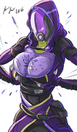 drawing giantess giga alien color destruction breast_crush tali mask commission hood bryan_lobdell mass_effect talizorah reaper titankilla quarian between_breasts sir--raptor