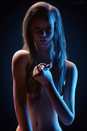 gentle nude masturbation aroused long_hair handheld navel sorenzer0 looking_at_tiny digital_render
