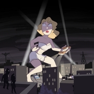 drawing giantess city mega blonde color barefoot rampage shorts vehicles night top power_lines ripped_clothing attack_of_the_50_foot_woman spotlight nancy_archer bare_legs attack_of_the_50ft_tall_woman bare_midriff