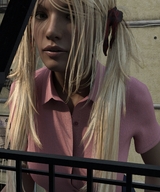 giantess blonde long_hair clothed buildings ponytails shirt alley digital_render