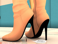 shrunken_man standing reflection floor redfiredog digital_render high_heel_boots non_ndde