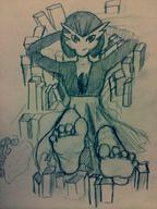 drawing giantess pokemon feet city monochrome destruction barefoot buildings gardevoir relaxing grandezu