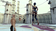 giantess butt barefoot brunette leggings shorts standing huge_ass unitard arena digital_render fater