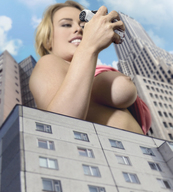 breasts nipples giantess collage city mega blonde handheld buildings looking_down vehicles digital_render volkswagen_beetle