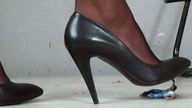 collage high_heels lying_down foot_crush nylons shrunken_man