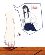 drawing giantess color toes barefoot shrunken_woman shrunken_man nail_polish imminent_crush kill_la_kill ryuko_matoi uzu_sanageyama satsuki_kiryuin someguy505