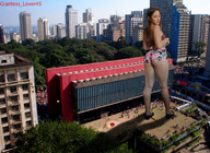 giantess crush collage city butt buildings blood brunette smiling watch foot_crush legs short_shorts looking_down flats pedestrians giantess_lover45 abella_danger