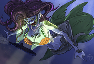 drawing giantess color large_breasts cleavage water mermaid underwater submarine monster imminent_vore