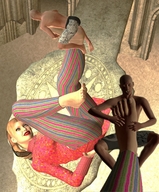 giantess blonde barefoot lying_down foot_play looking_at_tiny digital_render gtsgirlfeet