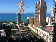 giantess collage swimsuit cleavage ocean buildings wonderslug red_hair sky angelica_bridges