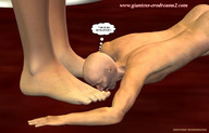 butt licking toes barefoot domination mini_giantess foot_worship kneeling humiliation submissive digital_render bald giantess-erodreams2