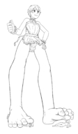 drawing panties monochrome giant male handheld toes barefoot bulge shrunken_woman looking_down apron imminent_crush femboy spokle saika my_teen_romantic_comedy_snafu
