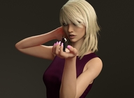 gentle blonde long_hair clothed handheld green_eyes shrunken_man standing pants manicure top digital_render vest