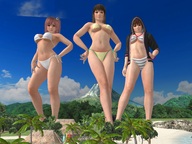 giantess swimsuit beach cleavage brunette hand mountains giantesses forest palm_trees looking_at_viewer hands_on_hips hood surfboards giantlightningfan