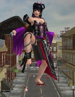crush city barefoot cleavage buildings blood scared dress foot_crush streets looking_up raised_foot toe_nail_polish american_flag imminent_crush mole mouth_open digital_render crushed_underneath