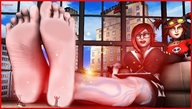barefoot cleavage smiling foot_worship shrunken_woman shrunken_man giantesses borderlands poposan digital_render gaige business_attire lilith_(borderlands)