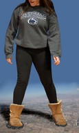 city mega long_hair destruction brunette leggings open_mouth standing smoke sweater point_of_view uggs