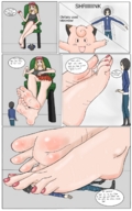pokemon feet comic color barefoot shrinking sweat serena shrunken_man under_foot nail_polish bsflove clefairy