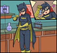 drawing gentle comic color handheld gloves red_hair batgirl cape belt dc_comics xentain barbara_gordon