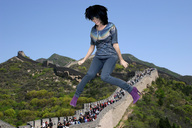 giantess collage boots looking_down mountains sky katy_perry china great_wall_of_china ser-gts