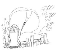 drawing giantess monochrome butt destruction japanese outdoors