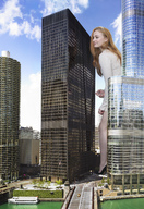 giantess collage city high_heels wonderslug red_hair skyscraper streets sky sophie_turner
