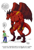 breasts drawing giantess small_man macro dragoness horns text karno zurg_101