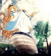 drawing giantess crush blonde color painting alice_in_wonderland hair_bow