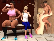 breasts blonde multiple_sizes amazon lesbians athletic locker_room digital_render berrysmall musclular