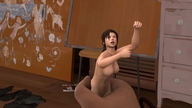 breasts nude handheld angry shrunken_woman fist point_of_view lara_croft digital_render giantess_lover45