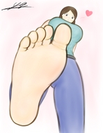 drawing color barefoot soles looking_down point_of_view raised_foot perspective imminent_crush