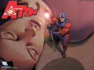 drawing gentle sleeping color clothed superhero muscles shrunken_man staff costume atom dc_comics a.olivetti