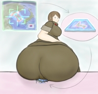 drawing color butt butt_crush brunette looking_back yamumil shrunken_country