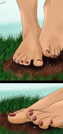 drawing micro feet toes barefoot shrunken_men grass under_foot pedicure encolhido