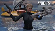blonde handheld water submarine shrunken_men shrinking_device drcreep looking_at_tiny digital_render wetsuit shrunken_submarine