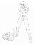 drawing giantess monochrome tank boots