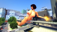 breasts giantess nude city black_hair destruction huge_breasts train looking_back digital_render telehypnotic