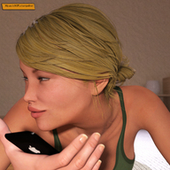 blonde story lying_down phone digital_render openhighhat