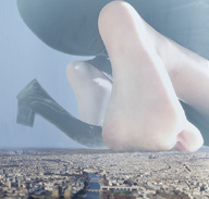 giantess collage feet giga city butt destruction barefoot high_heels crouching