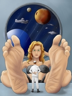 drawing feet toes barefoot soles spaceship planets shrunken_man looking_at_tiny crushsweet at-your-service