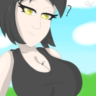 drawing color cleavage yellow_eyes unaware cutelittlenightmare between_breasts