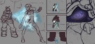 drawing giantess monochrome butt shrunken kononiko overwatch d.va hana_song mei_(overwatch)