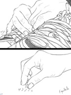 drawing giantess comic handheld shoes lineart encolhido