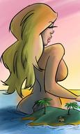 breasts drawing giantess nude blonde color butt ocean island looking_back dann21