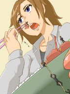 drawing giantess vore manga color blue_eyes brunette unaware ねこまた nekomata